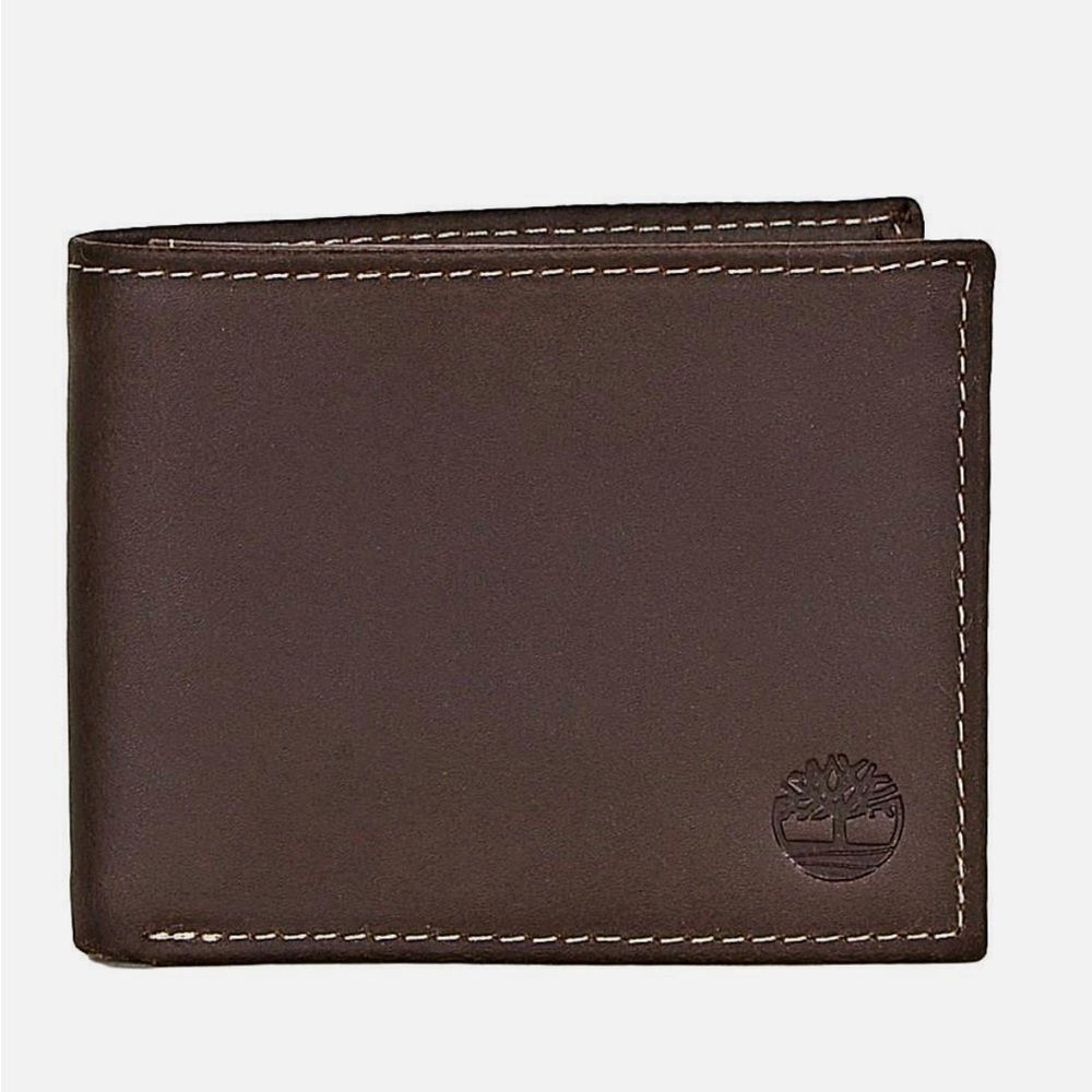 HP❤️New Timberland Brown Delta Genuine Leather Credit Card Bifold Wallet